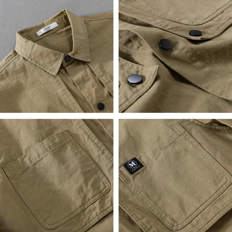 Herren Baumwoll-Overshirt mit Druckknopfleiste, Doppel-Brusttaschen und relaxed Fit Drune
