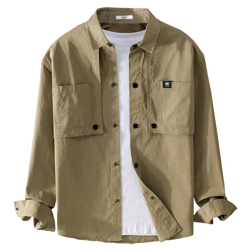 Herren Baumwoll-Overshirt mit Druckknopfleiste, Doppel-Brusttaschen und relaxed Fit Drune