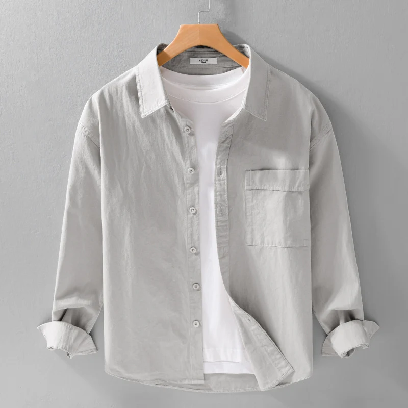 Herren Baumwoll-Overshirt im Relaxed-Fit mit aufgesetzter Brusttasche Drune