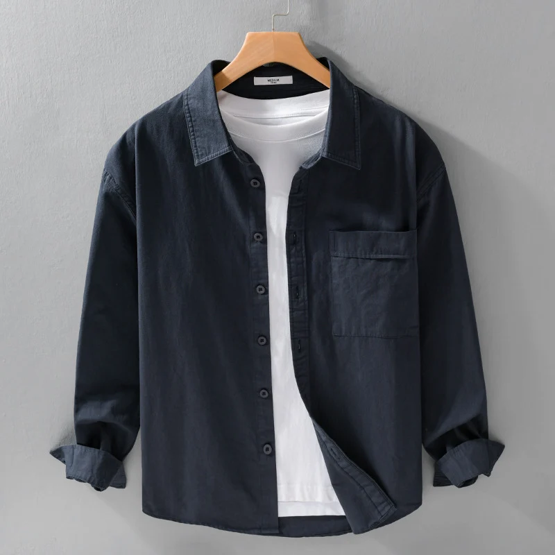 Herren Baumwoll-Overshirt im Relaxed-Fit mit aufgesetzter Brusttasche Drune