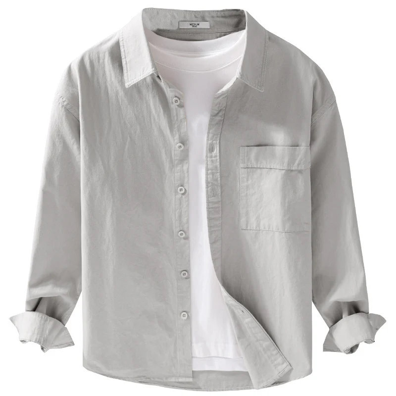 Herren Baumwoll-Overshirt im Relaxed-Fit mit aufgesetzter Brusttasche Drune