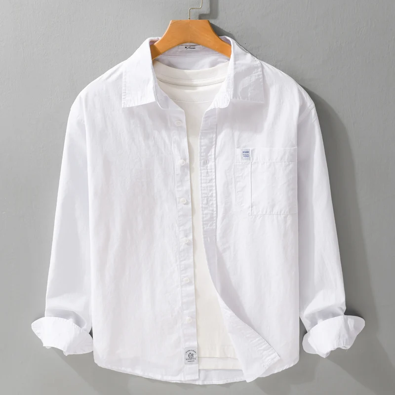 Herren Baumwoll-Overshirt im Layering‑Look mit Kentkragen und aufgesetzter Brusttasche Drune