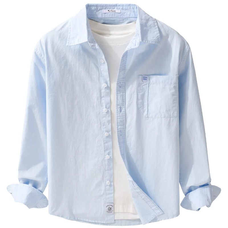 Herren Baumwoll-Overshirt im Layering‑Look mit Kentkragen und aufgesetzter Brusttasche Drune