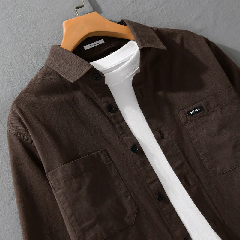 Herren Baumwoll-Overshirt im Hemdjackenstil mit aufgesetzten Brusttaschen und relaxed Fit Drune