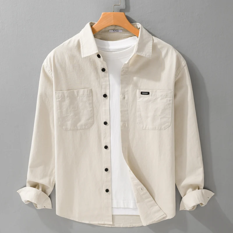 Herren Baumwoll-Overshirt im Hemdjackenstil mit aufgesetzten Brusttaschen und relaxed Fit Drune
