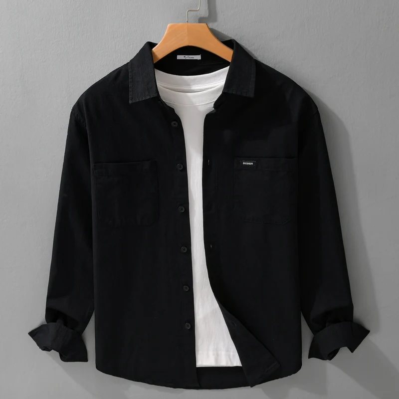 Herren Baumwoll-Overshirt im Hemdjackenstil mit aufgesetzten Brusttaschen und relaxed Fit Drune