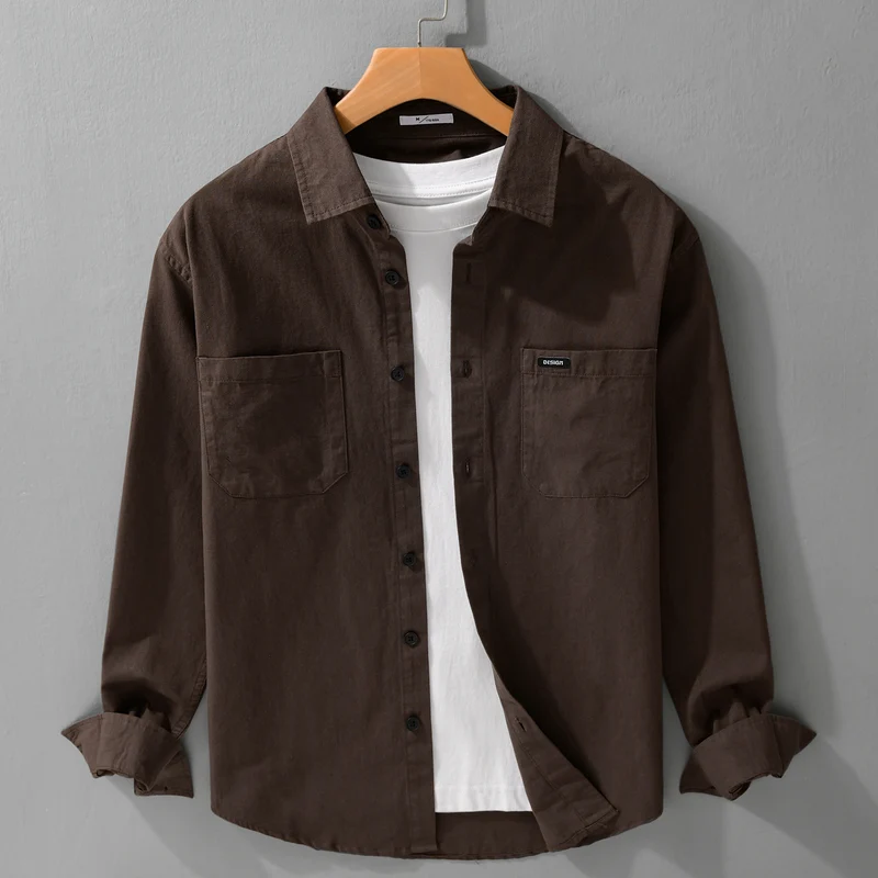 Herren Baumwoll-Overshirt im Hemdjackenstil mit aufgesetzten Brusttaschen und relaxed Fit Drune
