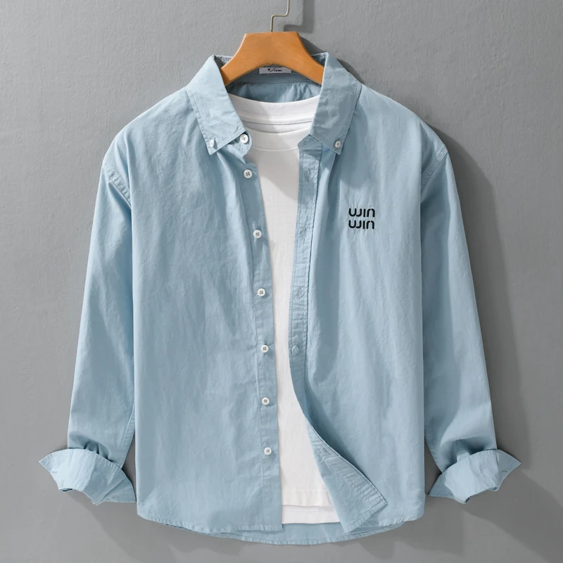 Herren Baumwoll-Overshirt-Hemdjacke mit dezenter Logo-Stickerei und entspanntem Schnitt Drune