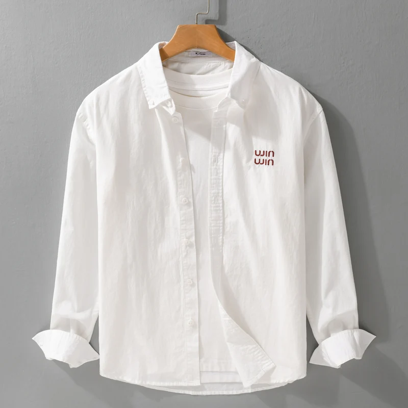 Herren Baumwoll-Overshirt-Hemdjacke mit dezenter Logo-Stickerei und entspanntem Schnitt Drune