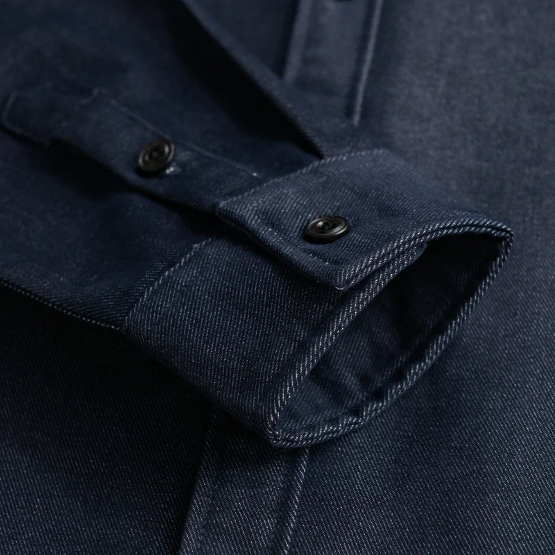 Herren Baumwoll-Denim-Überhemd mit Pattentasche und entspanntem Schnitt Drune