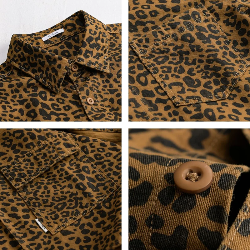 Damen Oversized Hemdjacke im Leo‑Design mit aufgesetzten Taschen Drune