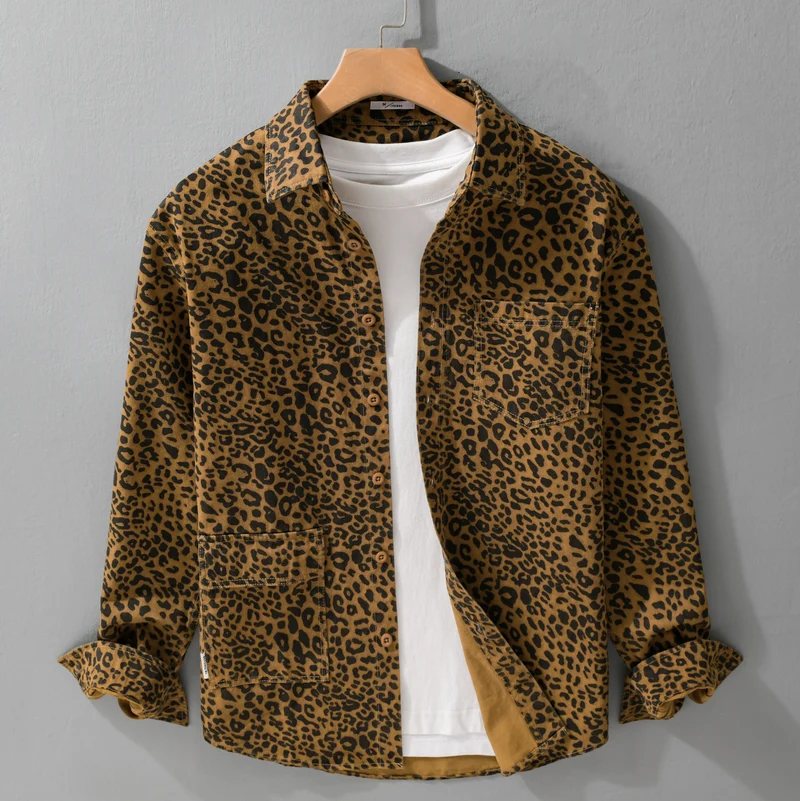 Damen Oversized Hemdjacke im Leo‑Design mit aufgesetzten Taschen Drune