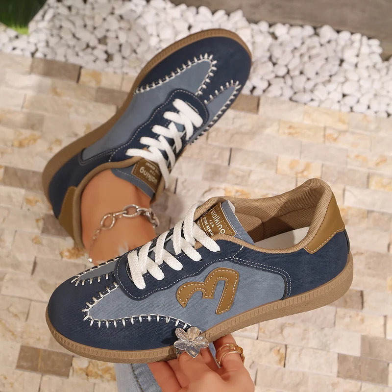 Damen Retro-Sneaker mit Gumsohle und gepolsterter Innensohle Drune
