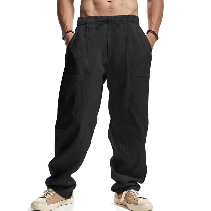 Herren lässige Utility-Hose mit elastischem Bund und tiefen Taschen Drune