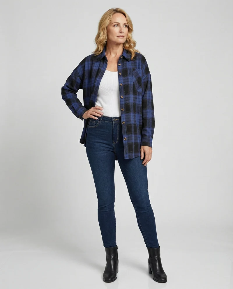 Damen Hemdjacke Flanell weit