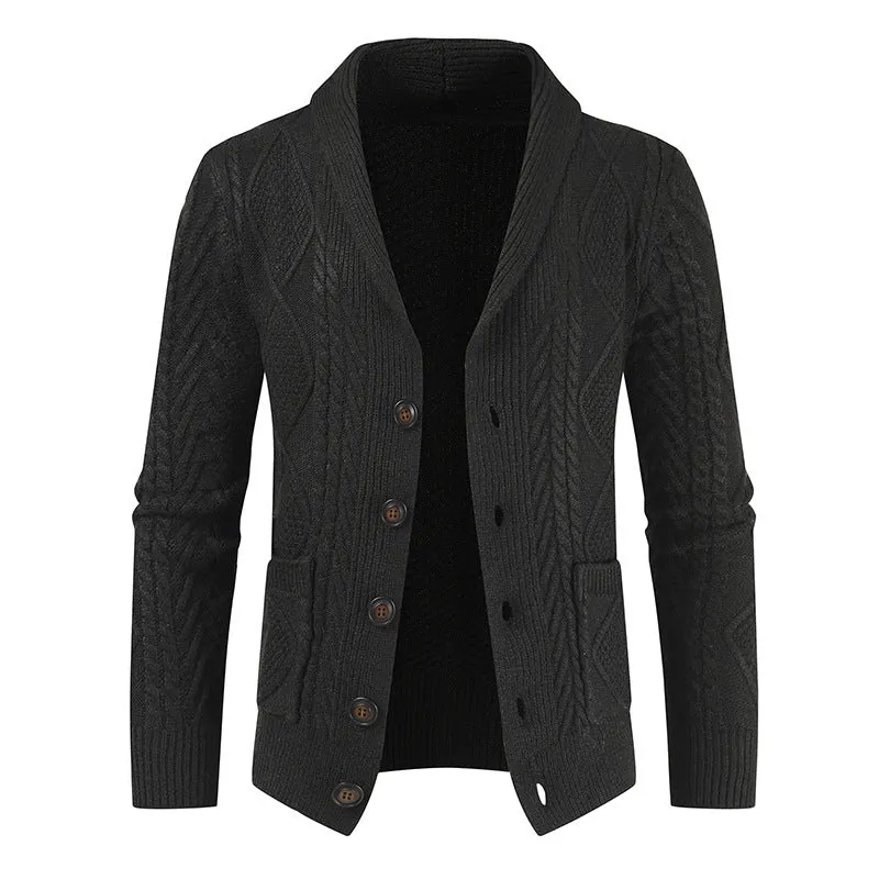 Herren nan Strickcardigan mit Zopfmuster und Schalkragen Drune