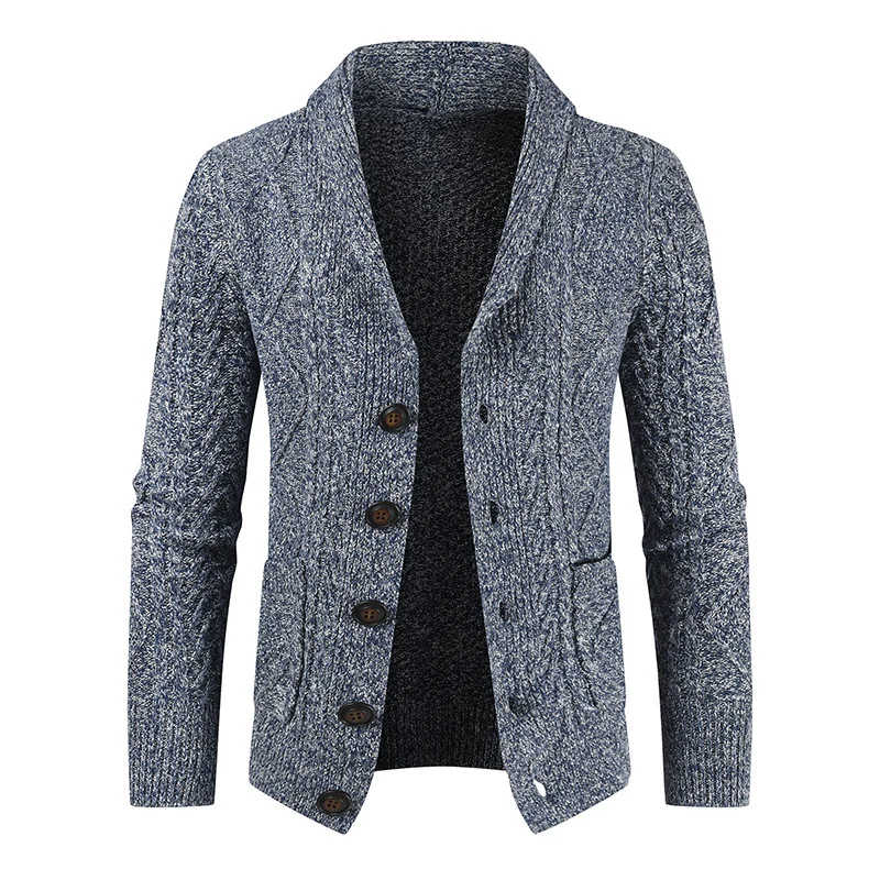 Herren nan Strickcardigan mit Zopfmuster und Schalkragen Drune