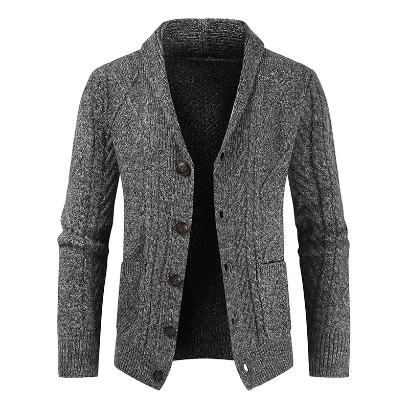 Herren nan Strickcardigan mit Zopfmuster und Schalkragen Drune