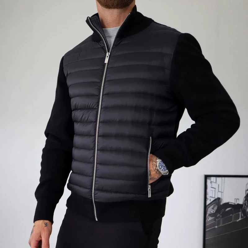 Herren Modische Steppjacke mit hohem Kragen