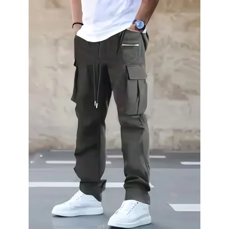 Herren moderne Cargo-Hose mit multifunktionalen Taschen und elastischem Bund Drune