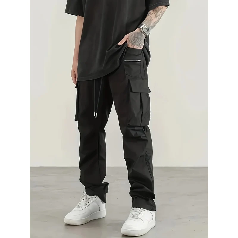 Herren moderne Cargo-Hose mit multifunktionalen Taschen und elastischem Bund Drune