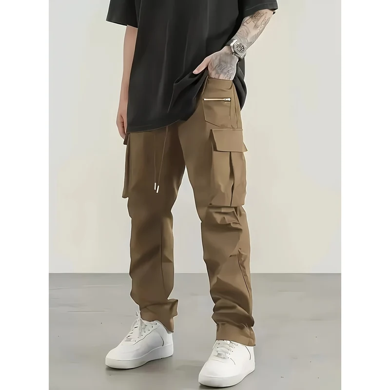 Herren moderne Cargo-Hose mit multifunktionalen Taschen und elastischem Bund Drune