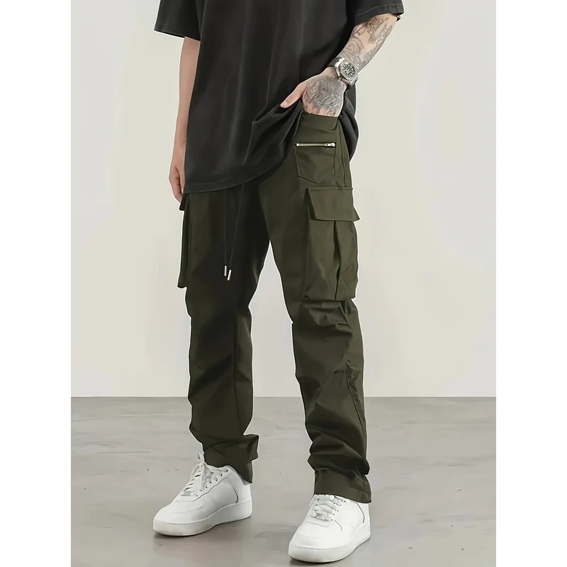 Herren moderne Cargo-Hose mit multifunktionalen Taschen und elastischem Bund Drune