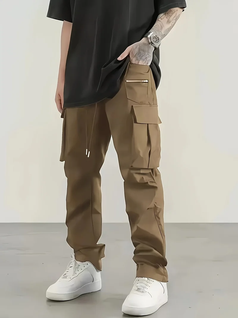 Herren moderne Cargo-Hose mit multifunktionalen Taschen und elastischem Bund Drune