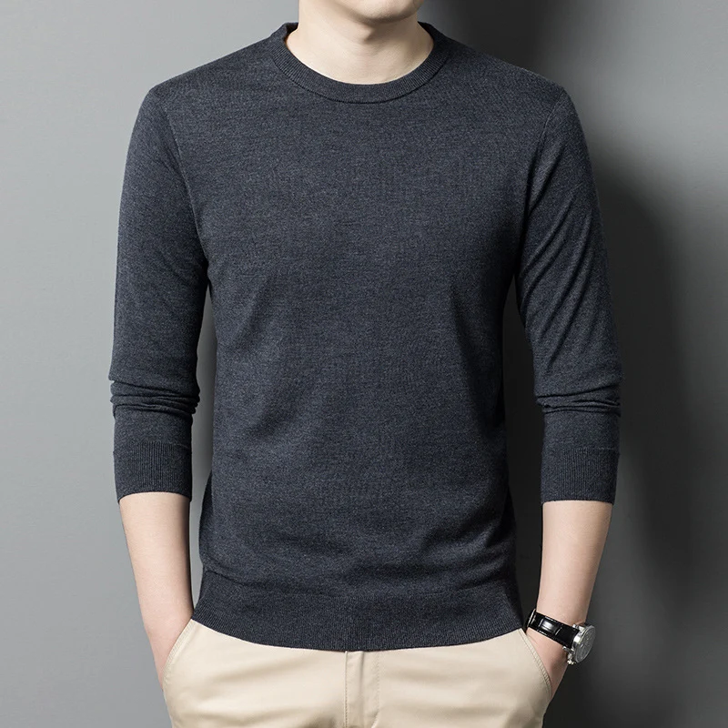 Herren Luxuriöser Rundhals Pullover aus feiner Merinowolle Drune