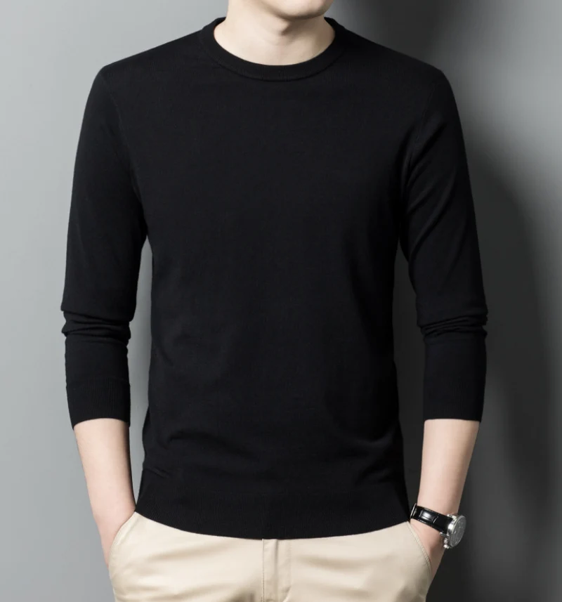 Herren Luxuriöser Rundhals Pullover aus feiner Merinowolle Drune