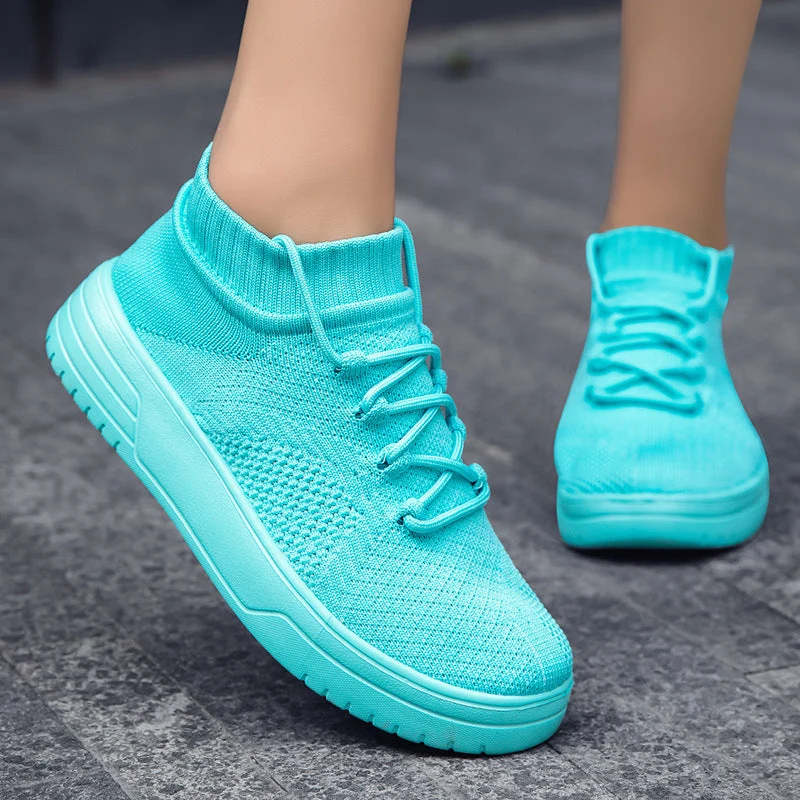 Damen Hohe Sneaker aus atmungsaktivem Strickmaterial Drune