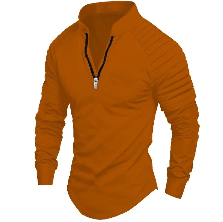 Herren Sportliches Langarmshirt mit Stehkragen und Reißverschluss Drune