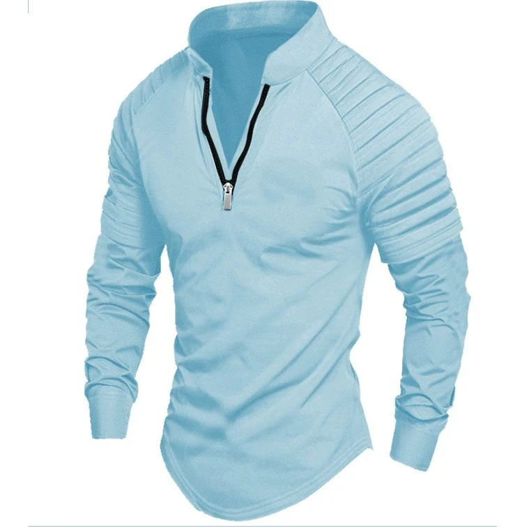 Herren Sportliches Langarmshirt mit Stehkragen und Reißverschluss Drune