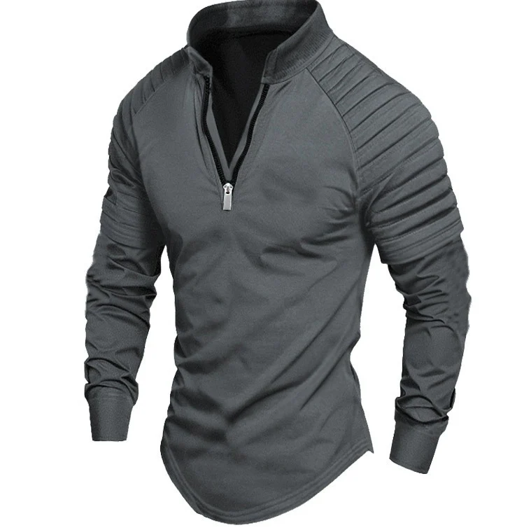 Herren Sportliches Langarmshirt mit Stehkragen und Reißverschluss Drune