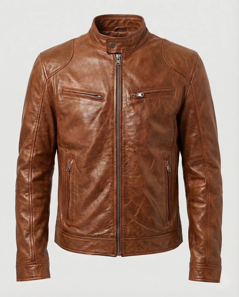 Herren Racer Lederjacke