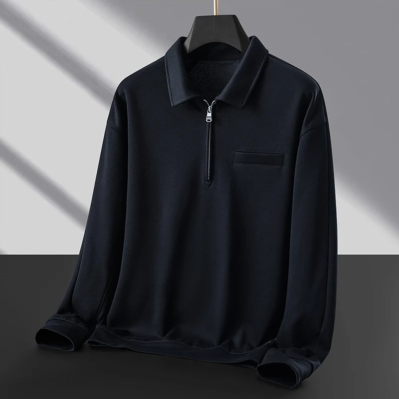 Herren Polo‑Sweatshirt mit halbem Reißverschluss und wärmendem Fleece-Innenfutter Drune