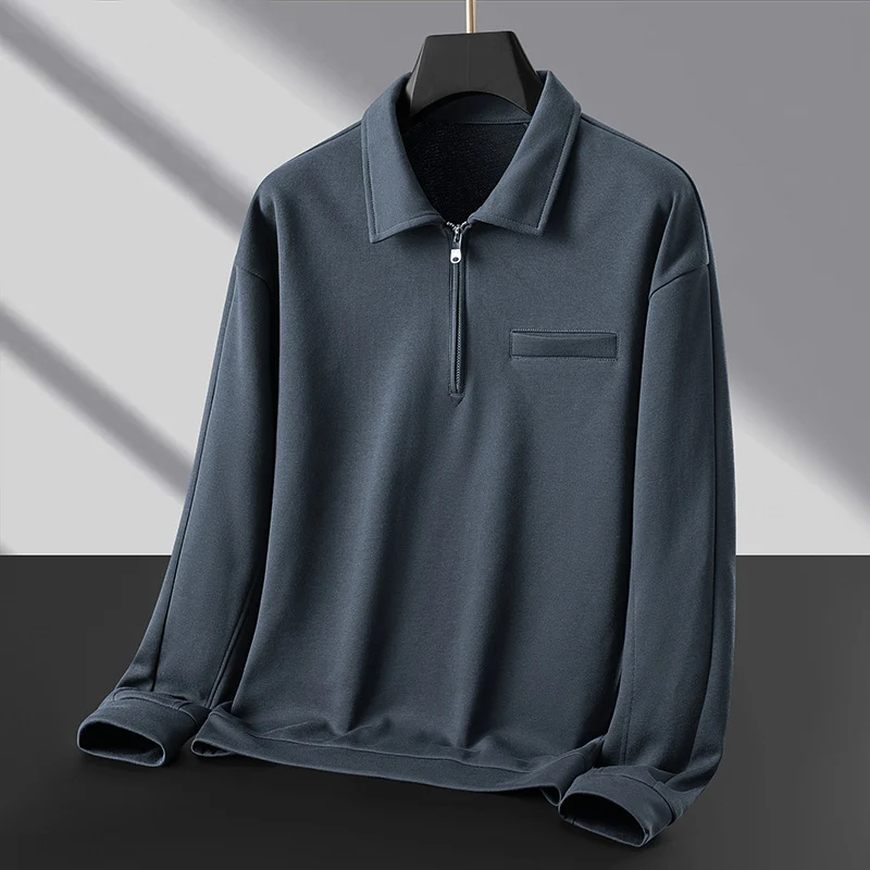 Herren Polo‑Sweatshirt mit halbem Reißverschluss und wärmendem Fleece-Innenfutter Drune