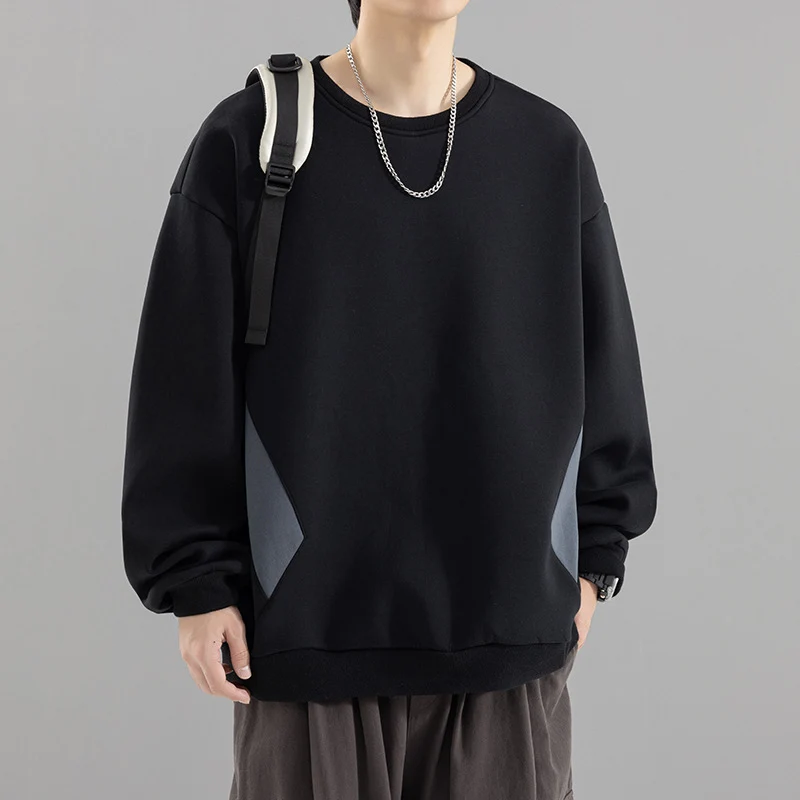 Herren Oversized Sweatshirt mit kontrastierenden Seitentaschen und weichem Fleecefutter Drune