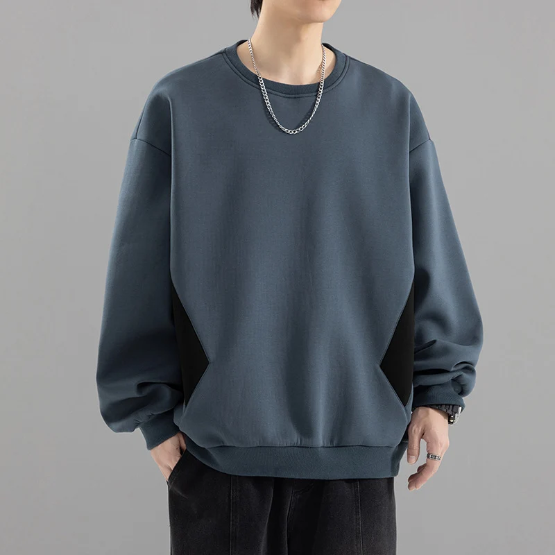 Herren Oversized Sweatshirt mit kontrastierenden Seitentaschen und weichem Fleecefutter Drune