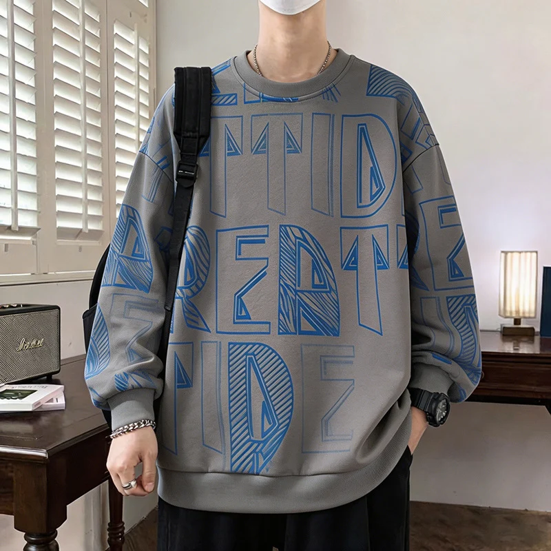 Herren Oversized-Sweatshirt mit großflächigem Lettering-Print und geripptem Saum Drune