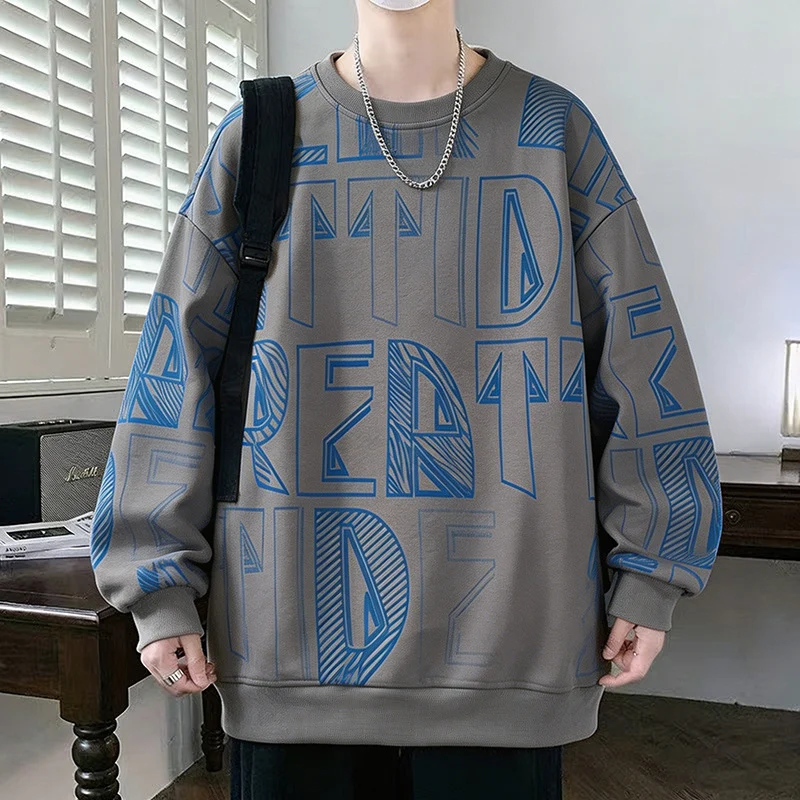 Herren Oversized-Sweatshirt mit großflächigem Lettering-Print und geripptem Saum Drune