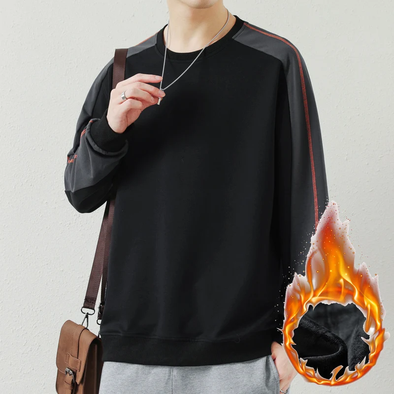 Herren Oversize-Sweatshirt mit kontrastierenden Ärmeln, Flachnaht-Details und Rippbündchen Drune