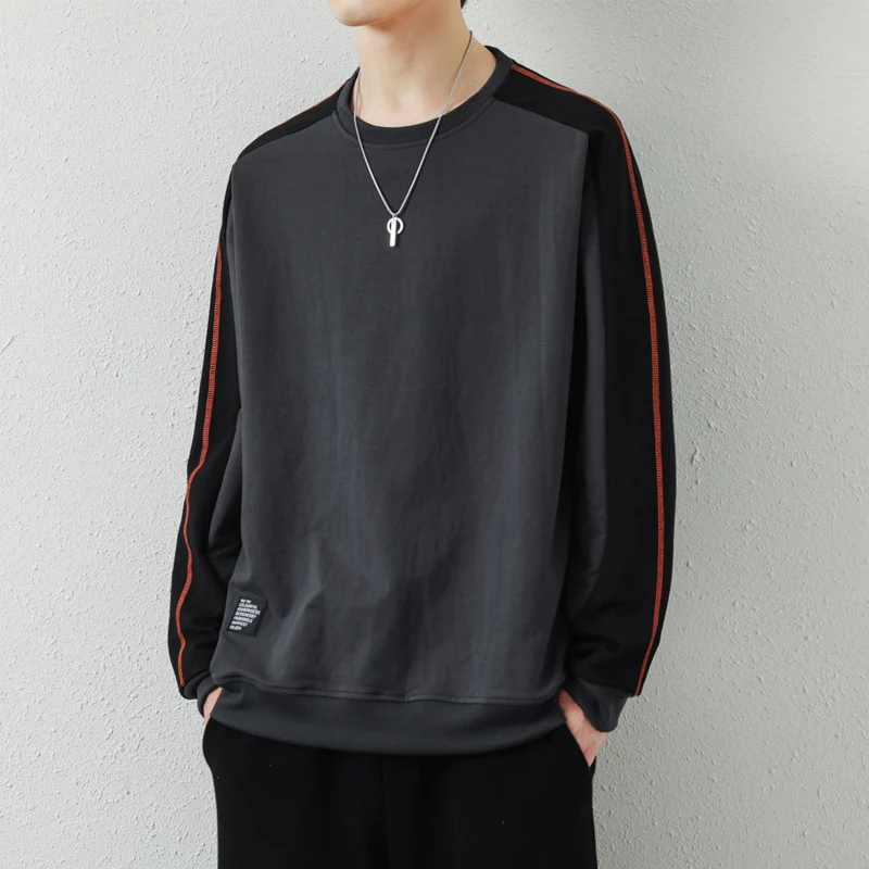 Herren Oversize-Sweatshirt mit kontrastierenden Ärmeln, Flachnaht-Details und Rippbündchen Drune