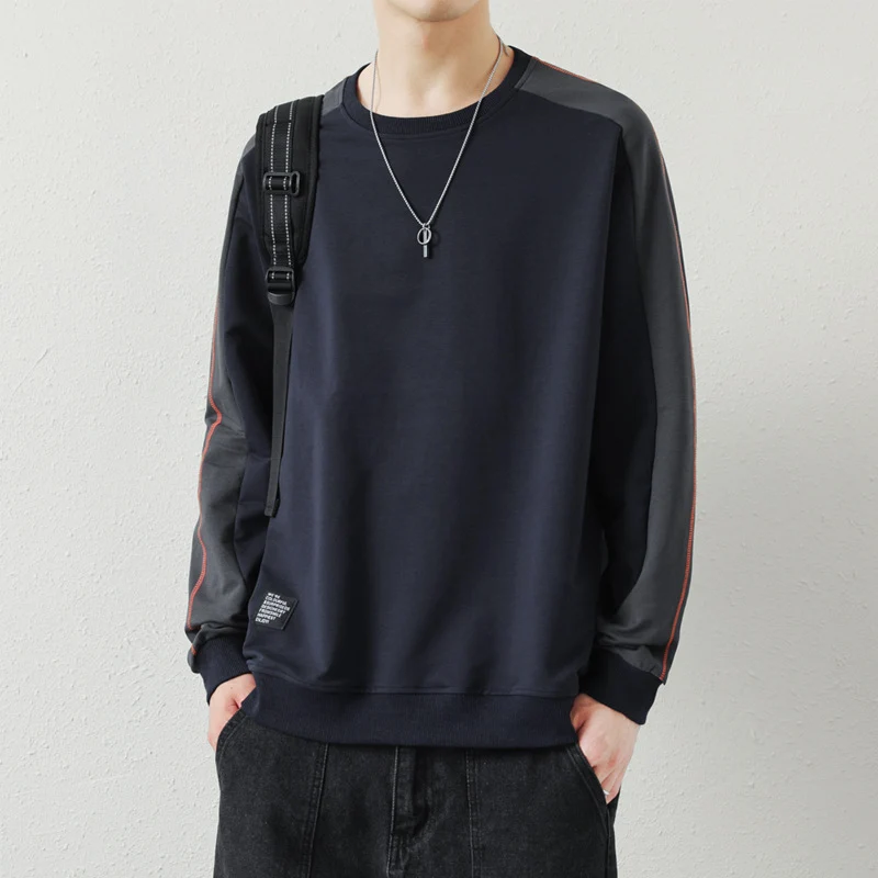 Herren Oversize-Sweatshirt mit kontrastierenden Ärmeln, Flachnaht-Details und Rippbündchen Drune