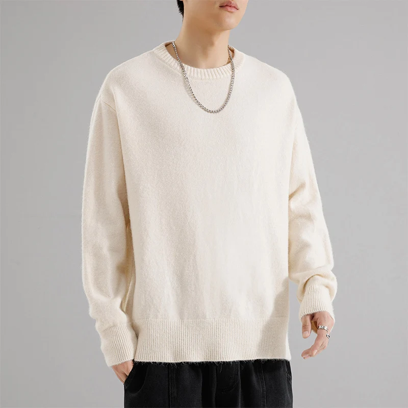 Herren Oversize Rundhalspullover aus weichem Feinstrick Drune