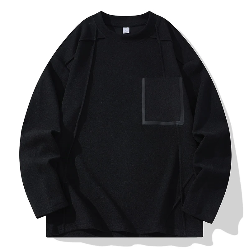 Herren Oversize-Langarmshirt aus strukturierter Baumwollmischung mit Brusttaschen-Detail Drune