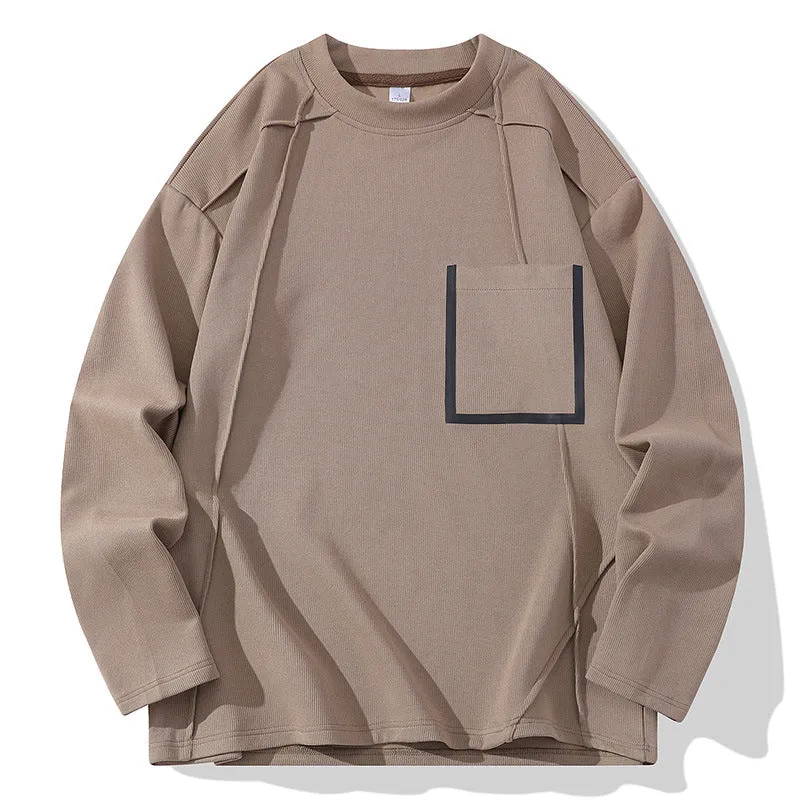 Herren Oversize-Langarmshirt aus strukturierter Baumwollmischung mit Brusttaschen-Detail Drune