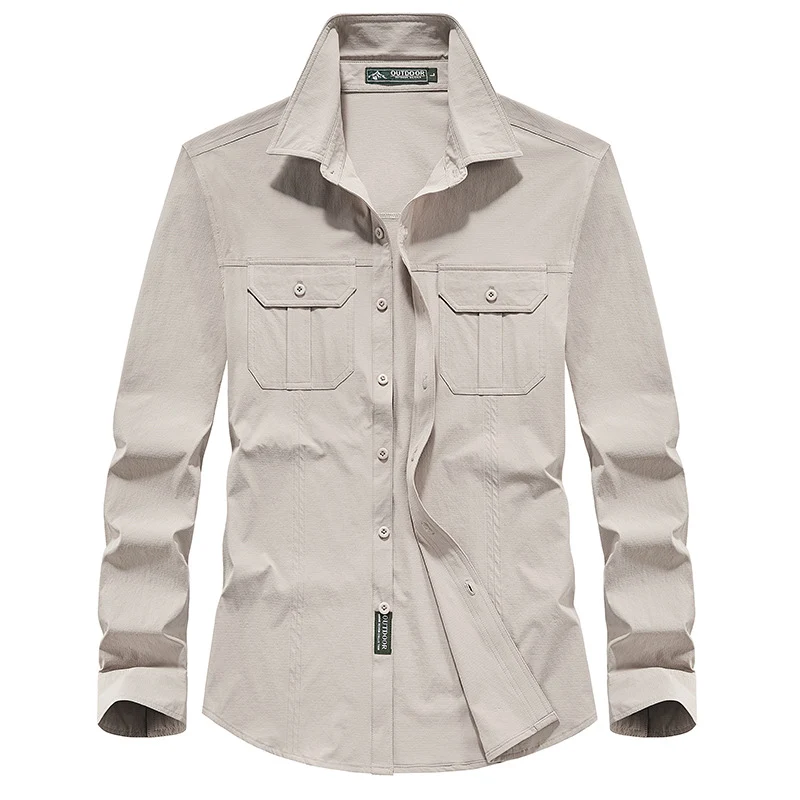 Herren Outdoor-Hemd mit Brustklappen, Ripstop-Gewebe und Regular-Fit Drune