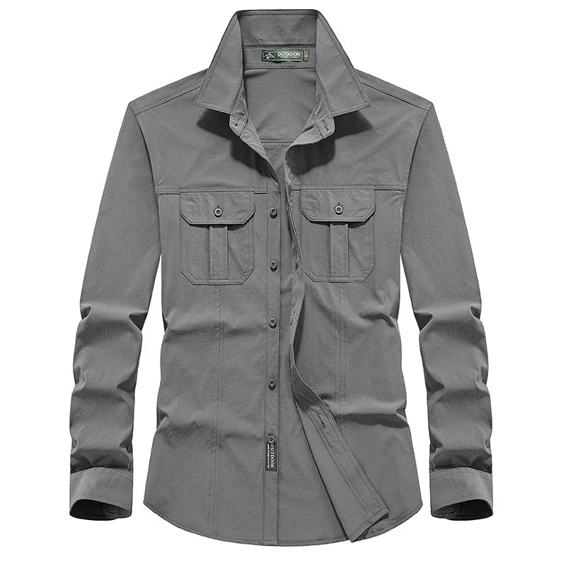 Herren Outdoor-Hemd mit Brustklappen, Ripstop-Gewebe und Regular-Fit Drune