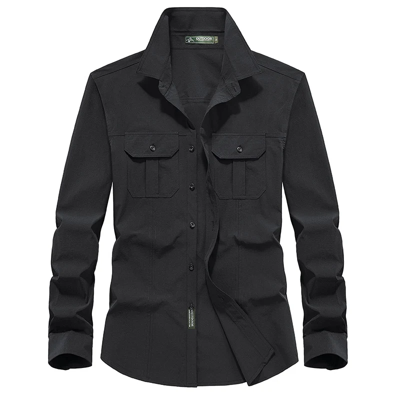 Herren Outdoor-Hemd mit Brustklappen, Ripstop-Gewebe und Regular-Fit Drune
